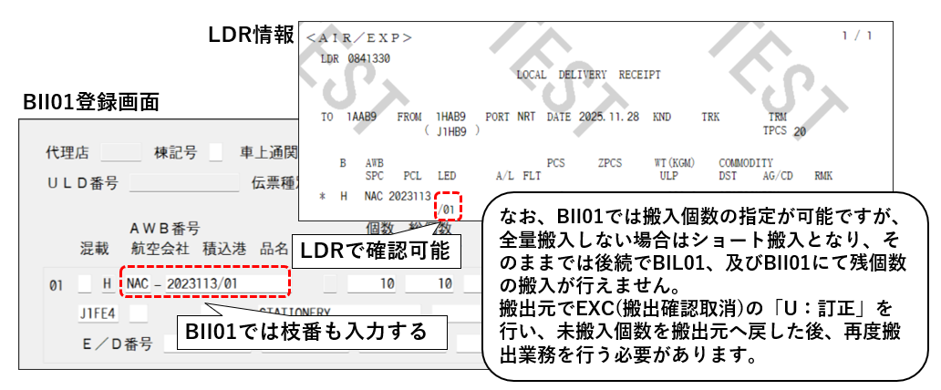 BII01登録画面(LDR情報)